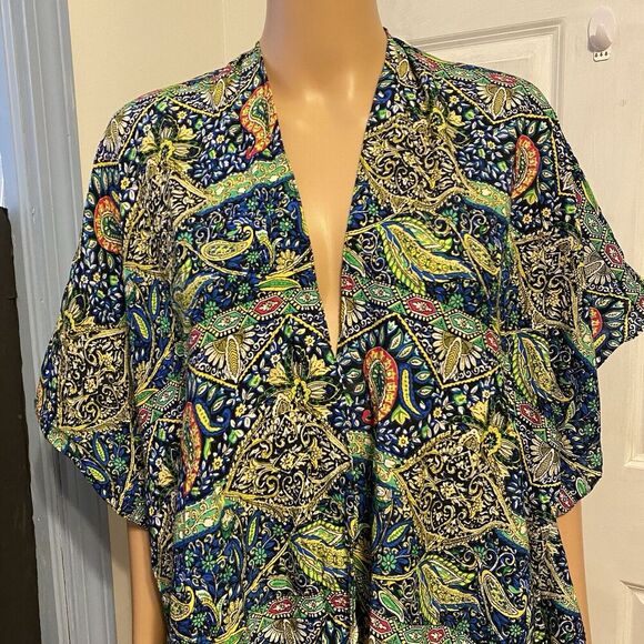 Lula By Bindya Kaftan Kimono Open Light CoverUp Beach Paisley Whimsical One size - Picture 5 of 7